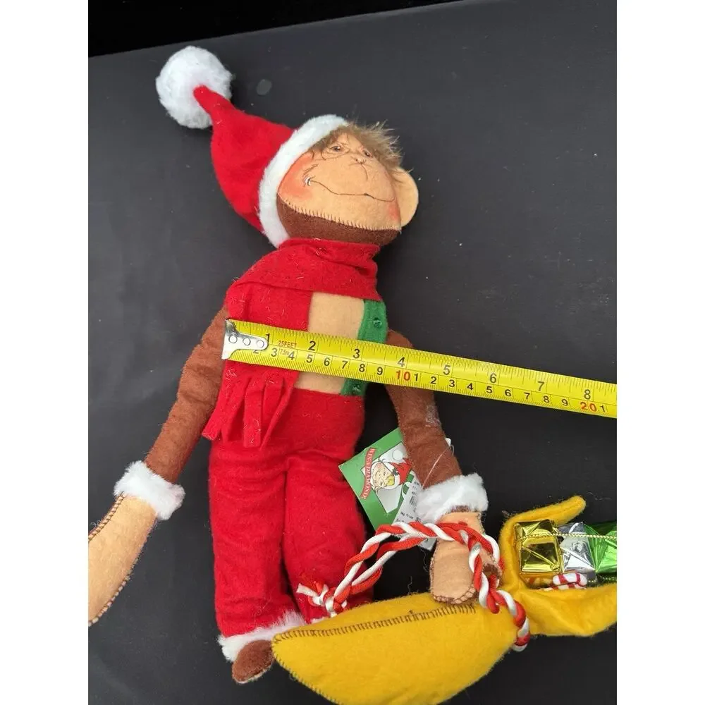 Annalee 12” Sitting Christmas Monkey Holds Banana w/Gifts #750808 w/Tag -TO9